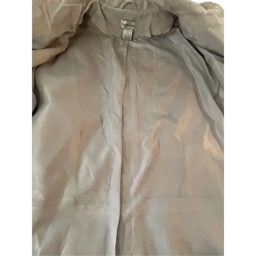 Chico's Womens Gray Leather Button Front Blazer Jacket Size 3